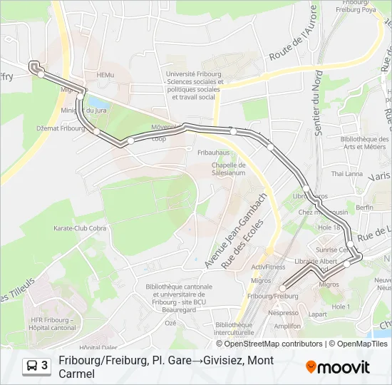 3 Bus Line Map