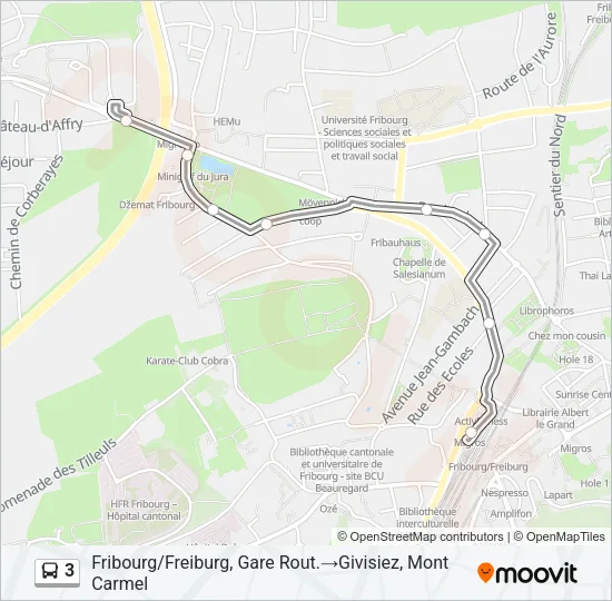 3 Bus Line Map