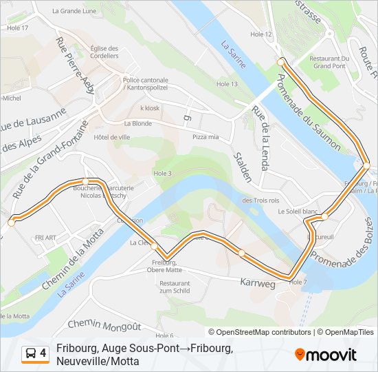 Plan de la ligne 4 de bus