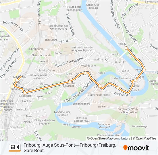 Plan de la ligne 4 de bus