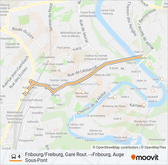 Plan de la ligne 4 de bus
