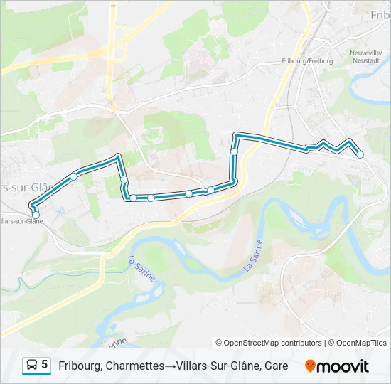Plan de la ligne 5 de bus