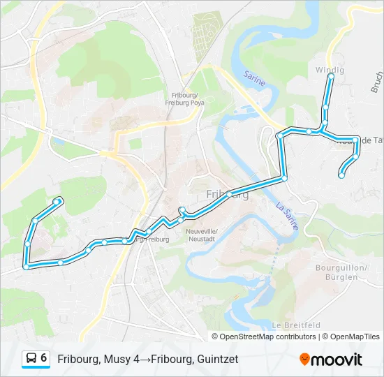Plan de la ligne 6 de bus