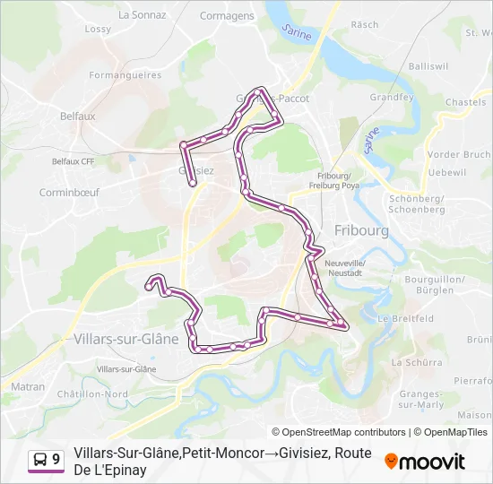9 Bus Line Map