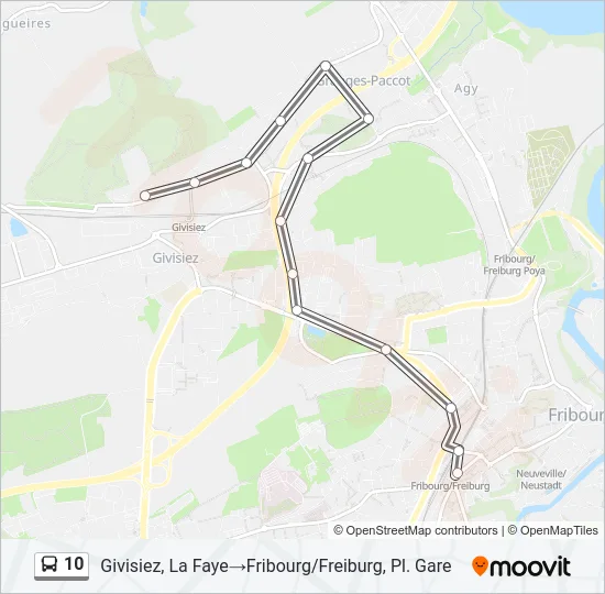 Plan de la ligne 10 de bus