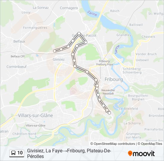 Plan de la ligne 10 de bus