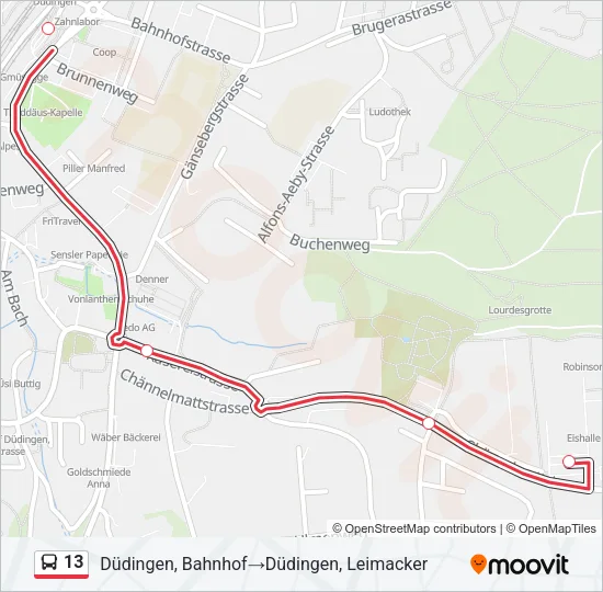 13 Bus Line Map
