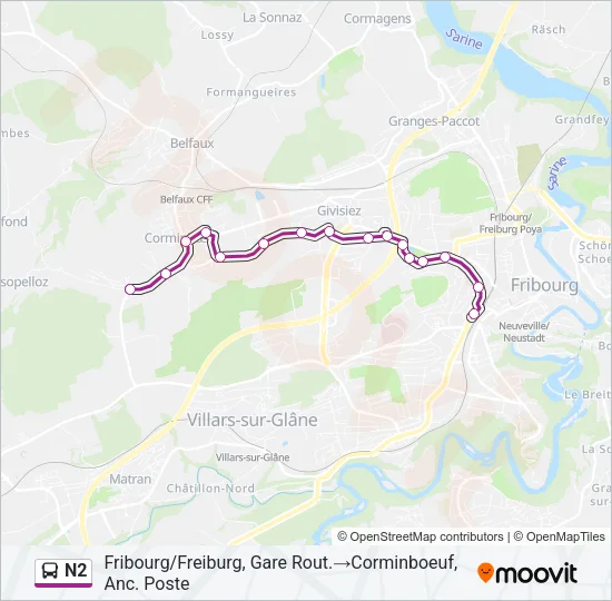 N2 Bus Line Map