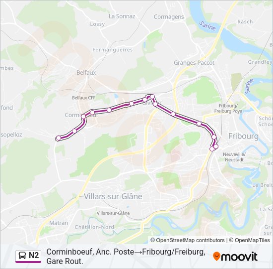 N2 Bus Line Map