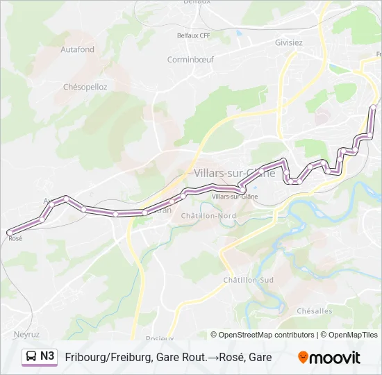 N3 Bus Line Map