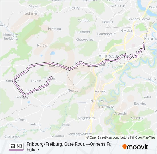 N3 Bus Line Map