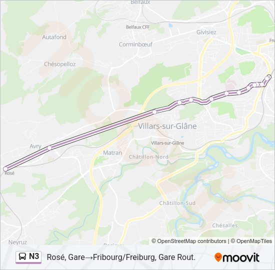 N3 Bus Line Map