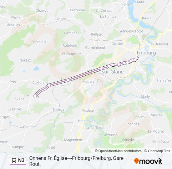 N3 Bus Line Map