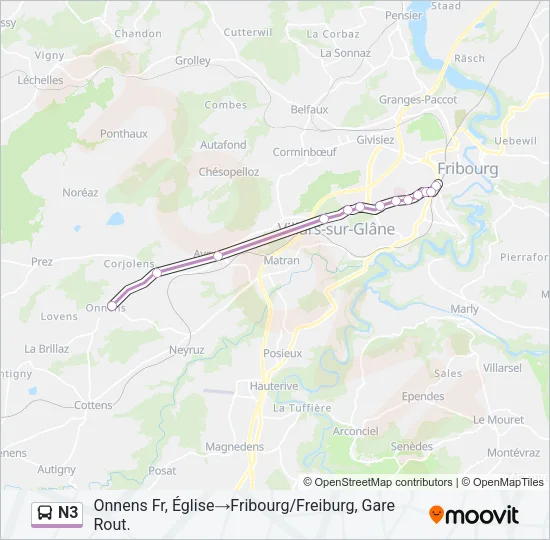 N3 Bus Line Map
