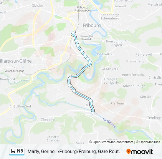 N5 Bus Line Map