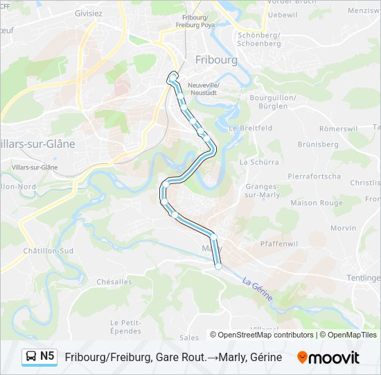 N5 Bus Line Map