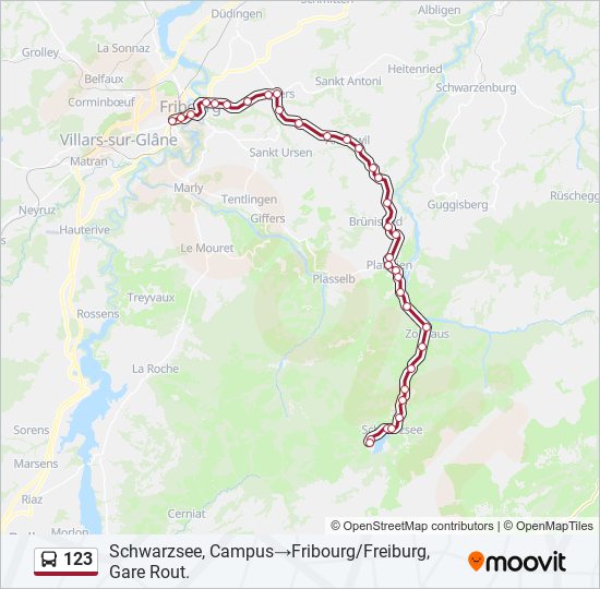 Plan de la ligne 123 de bus