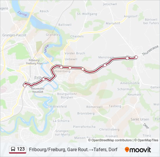 Plan de la ligne 123 de bus