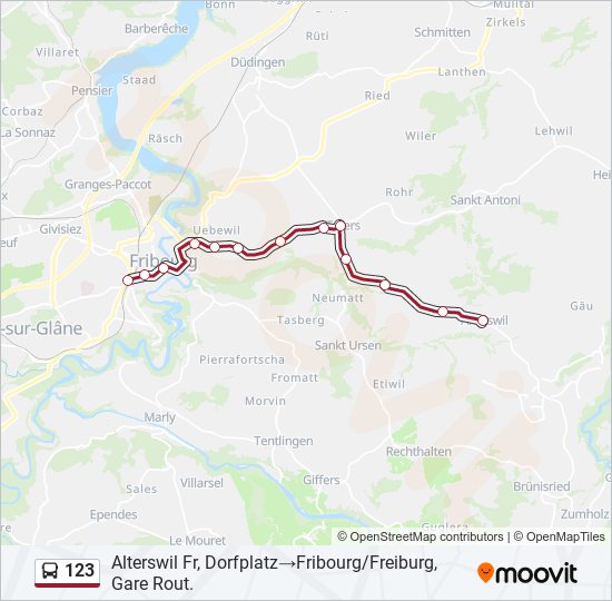 Plan de la ligne 123 de bus