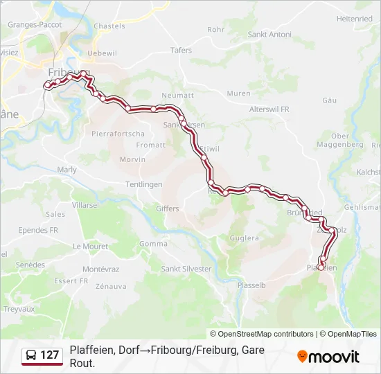 127 Route: Schedules, Stops & Maps - Plaffeien, Dorf‎→Fribourg/Freiburg ...