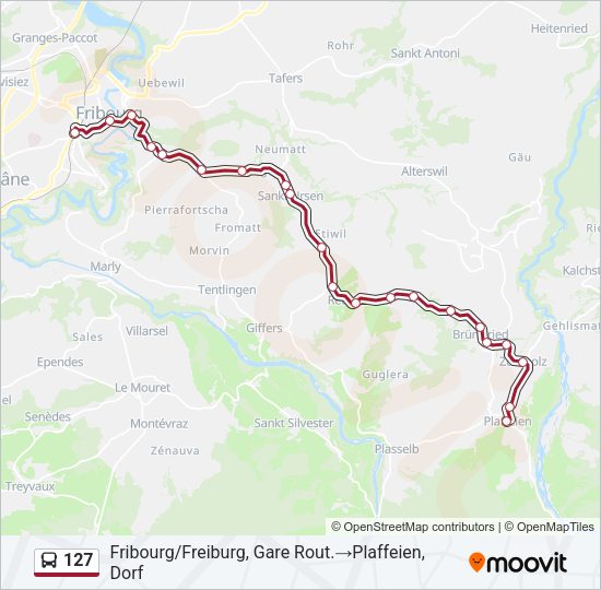 127 Bus Line Map