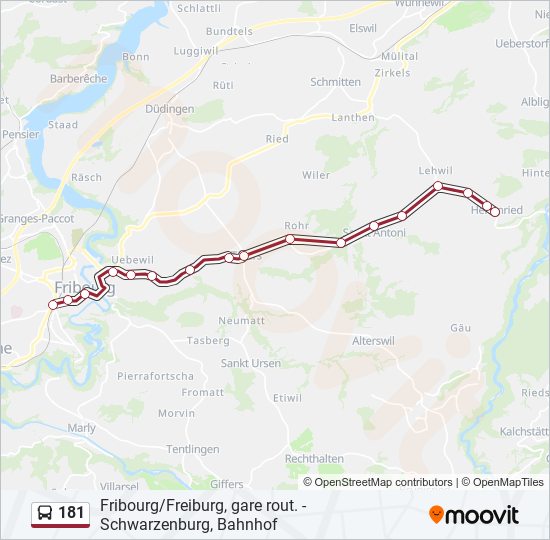 Plan de la ligne 181 de bus