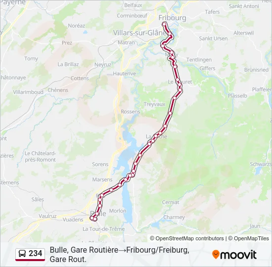 234 Bus Line Map