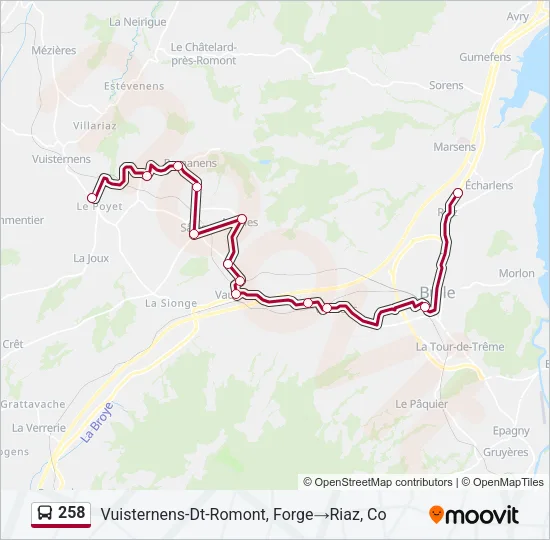 258 Bus Line Map