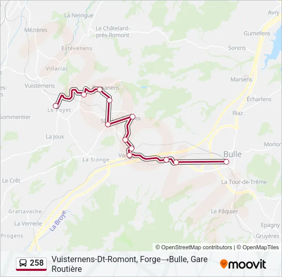 258 Bus Line Map