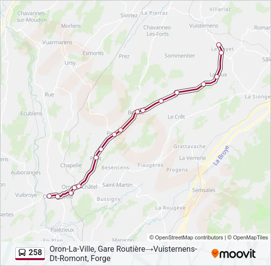 Plan de la ligne 258 de bus