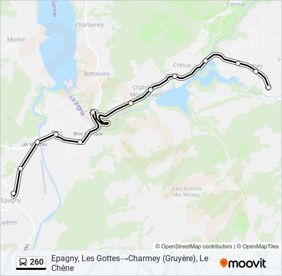 Plan de la ligne 260 de bus