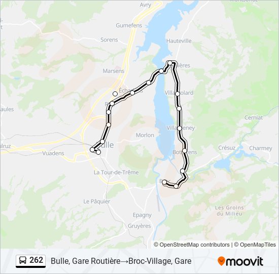 Plan de la ligne 262 de bus