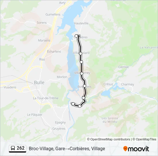Plan de la ligne 262 de bus
