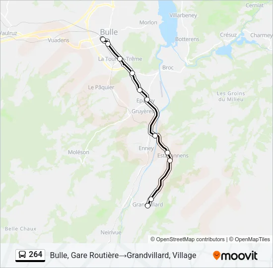 Plan de la ligne 264 de bus