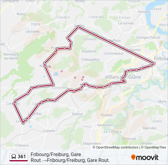 361 bus Line Map