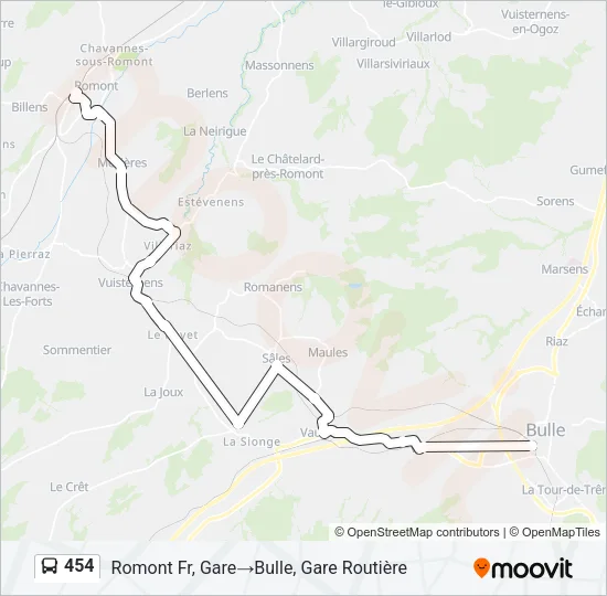 454 Bus Line Map