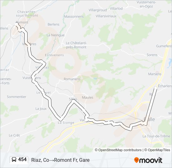 454 bus Line Map