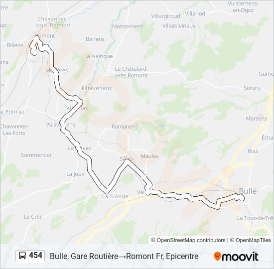 454 bus Line Map