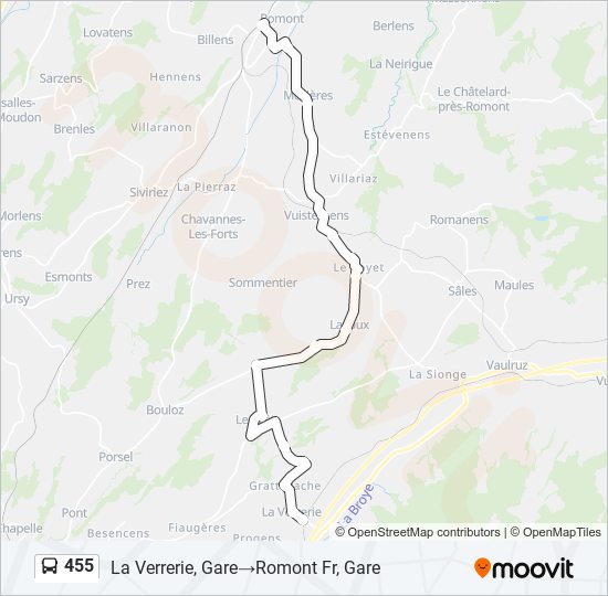 455 bus Line Map