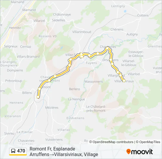 Plan de la ligne 470 de bus