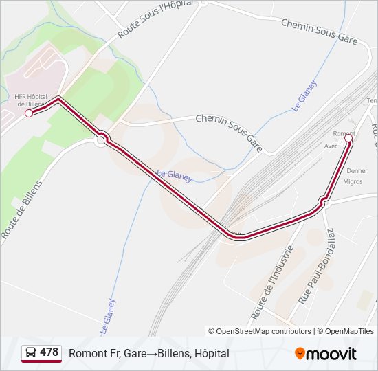 Plan de la ligne 478 de bus