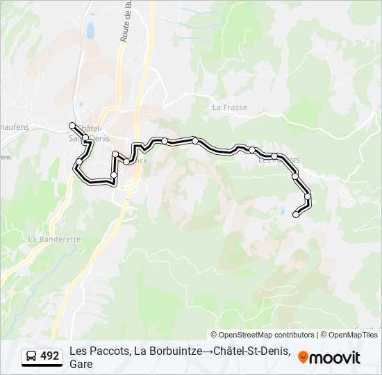 Plan de la ligne 492 de bus