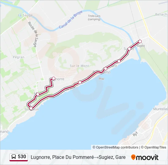 Plan de la ligne 530 de bus