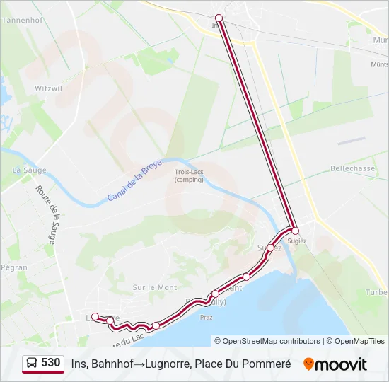 Plan de la ligne 530 de bus
