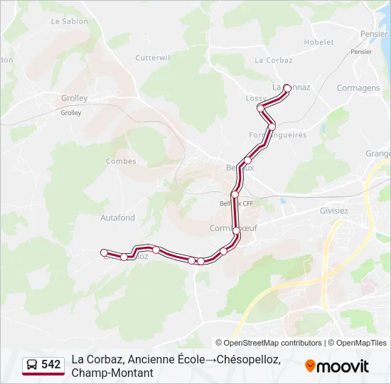 542 Bus Line Map