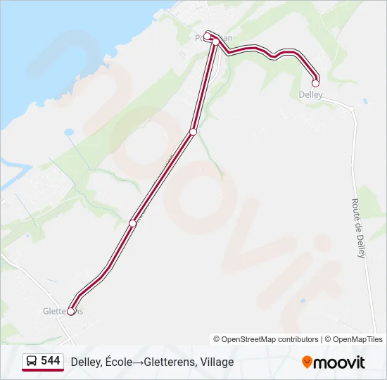 544 Bus Line Map