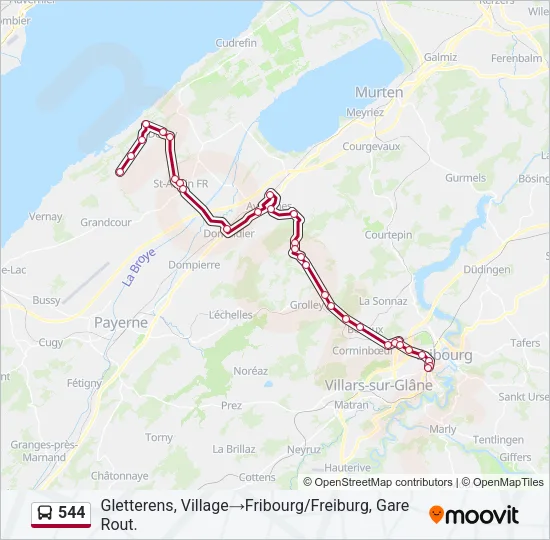 544 Bus Line Map