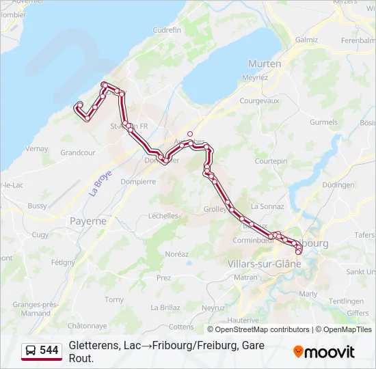 544 Bus Line Map