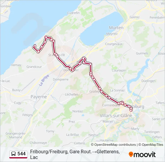 544 Bus Line Map