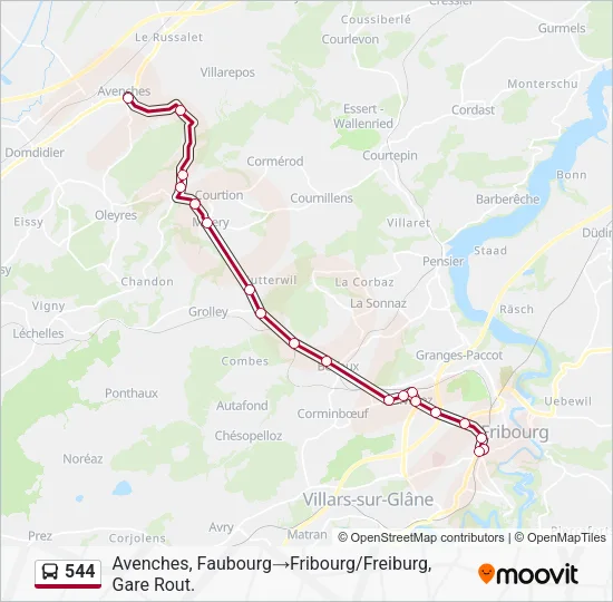 544 Bus Line Map